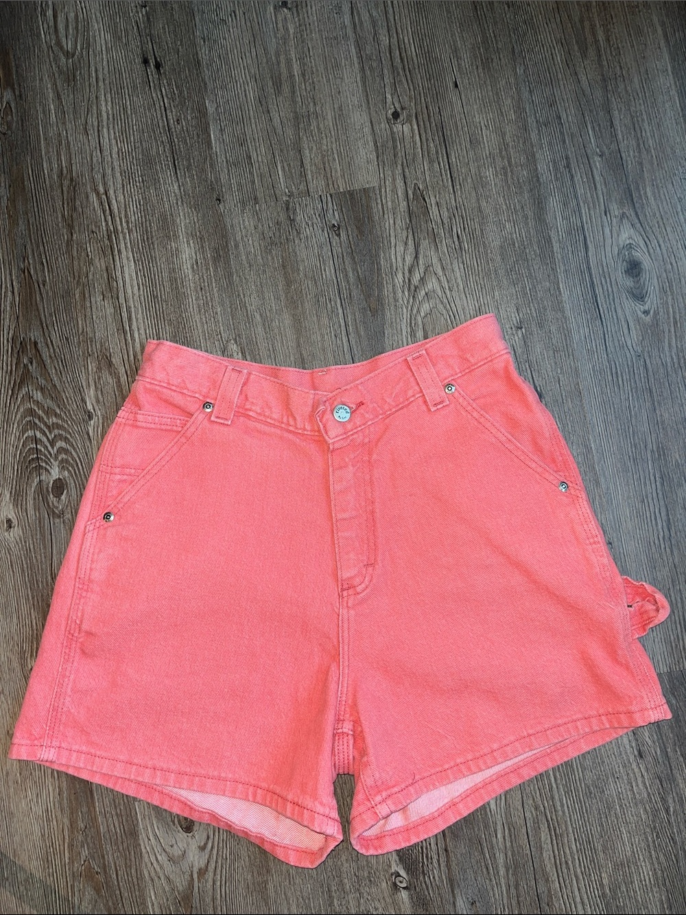 RIVETED BY LEE High-Rise Coral Pink Denim Shorts